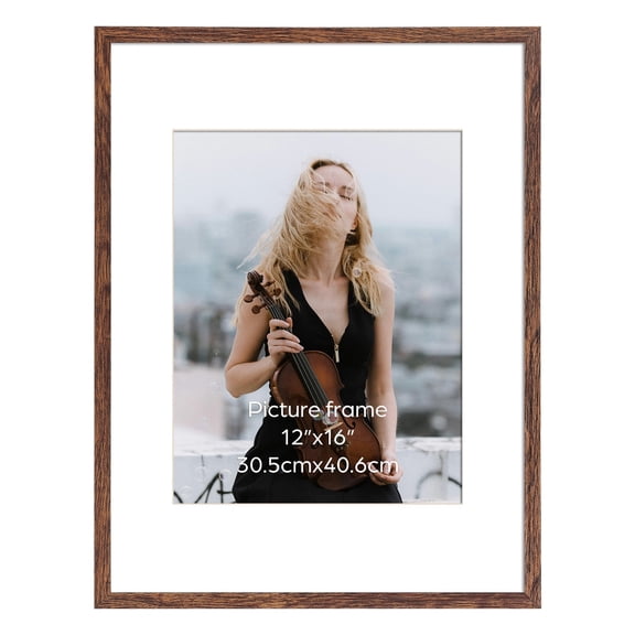 12x16 Picture Frame (1 Pack), Brown Photo Frame for 12x16 without Mat or 8.5x11 with Mat