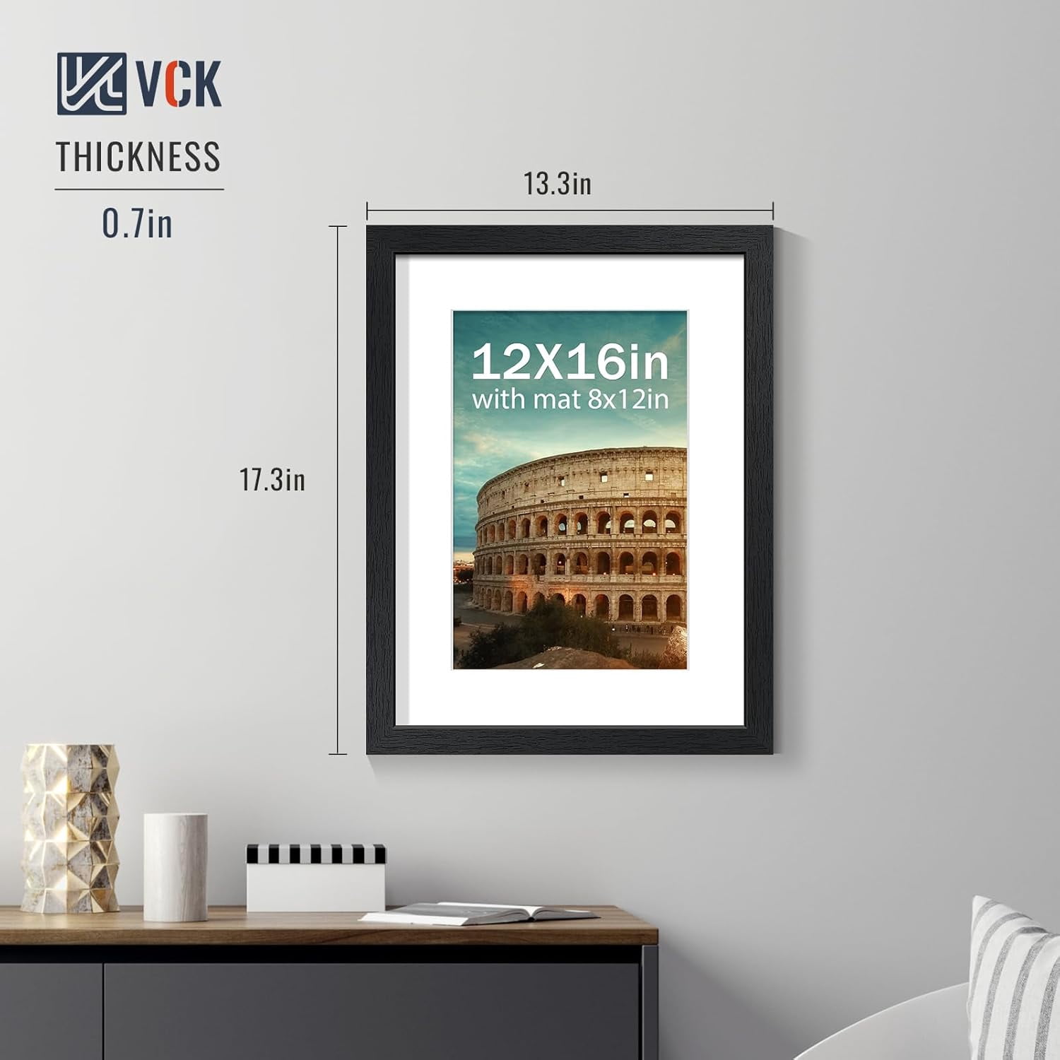 12x16 Picture Frame 4 Pack, Black Wood Poster Frame, Tempered Glass ...