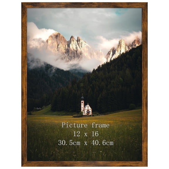 12x16 Picture Frame, Brown 12 by 16 Poster Photo Frame for Wall Gallery Display, Single