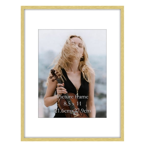 12x16 Picture Frame Gold, Metal 12x16 Frames Matted to 8.5x11 Certificate Award Document for Wall Hanging, 1 Pack