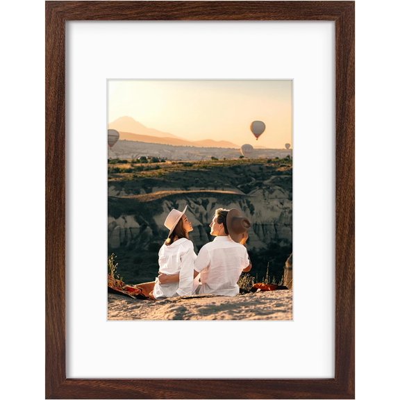 12x16 Picture Frame with Mat for 8.5x11 Picture - Shatter Resistant Plexiglass - Engineered Wood Gallery Wall Frame for 30x40 cm Prints (Dark Brown, 1 Pack)