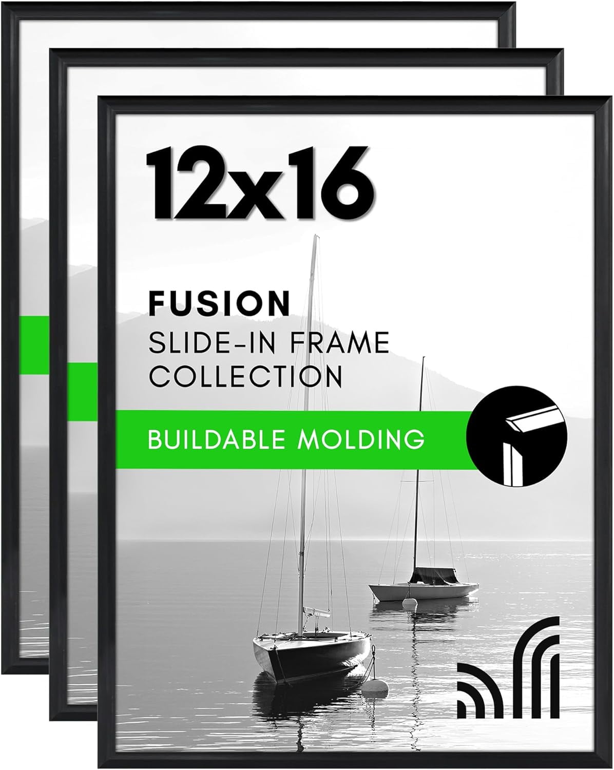 12x16 Picture Frame with Polished Front Cover - Set of 3 - Slide-In ...