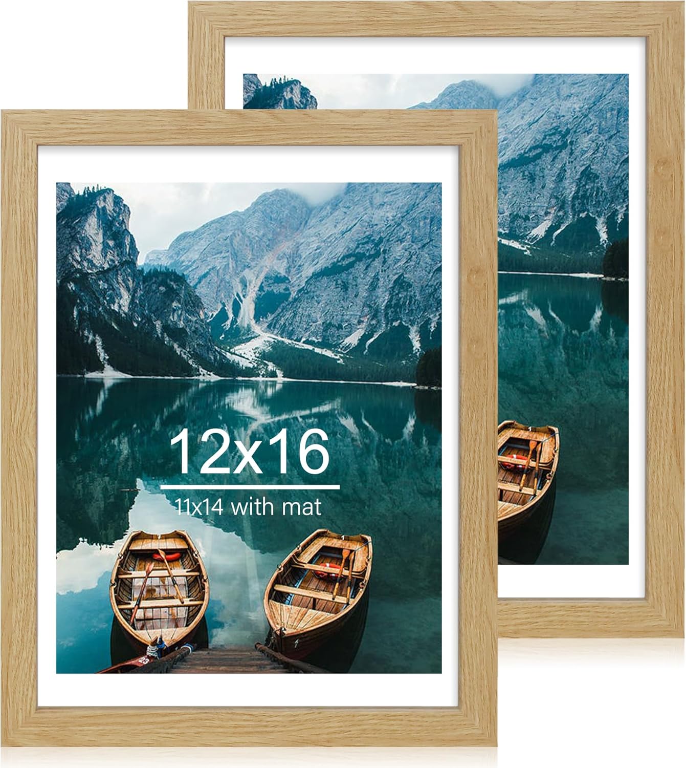 12x16 Picture Frame Set of 2, Natural Oak Wood Style - Display 12 x 16 ...