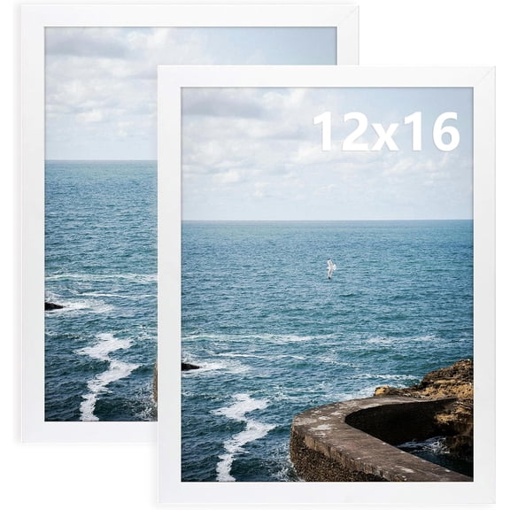 12x16 Picture Frame White Set of 2, for Prints Wall Mounted Horizontal and Vertical