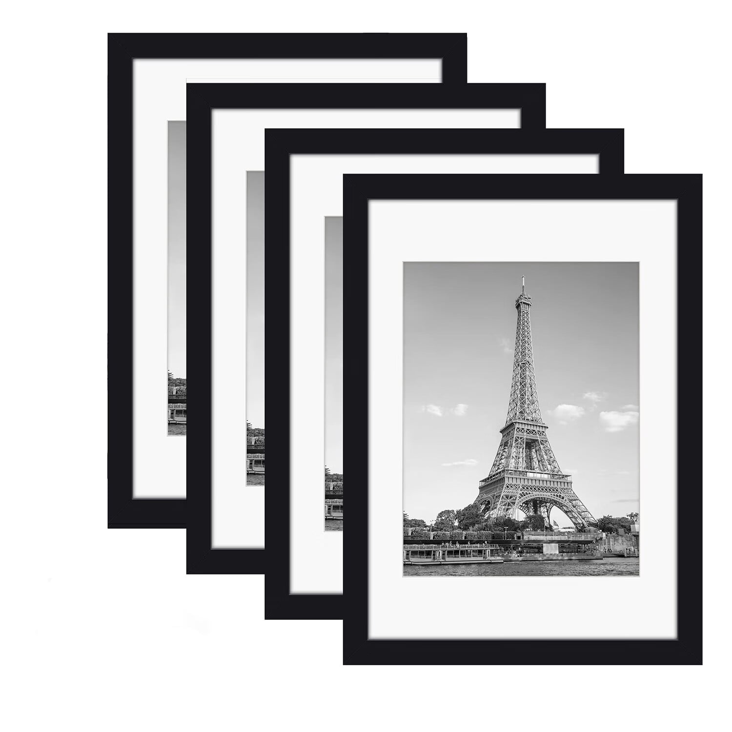 12x16 Picture Frames Black Set of 4 , Photo Frames with Real Glass 8