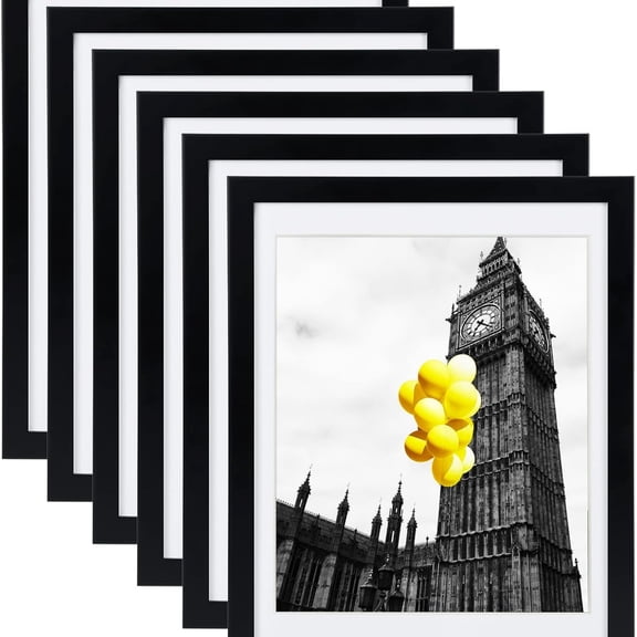 12x16 Picture Frames Set of 6 with Plexiglass, Display Pictures 11x14 with Mat or 12x16 Without Mat for Tabletop Display and Wall Mounting