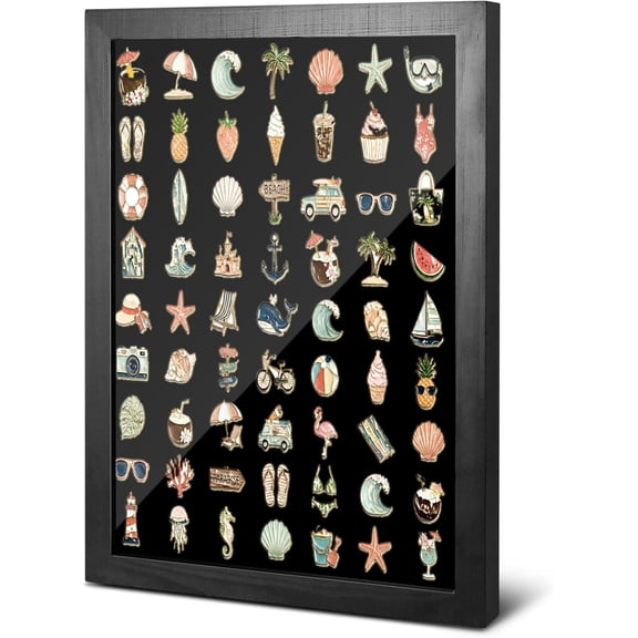 12x16 Pin Display Case Shadow Box Frame, Enamel Board for Wall, Collection Case, Black
