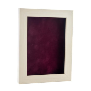 12x16 Shadow Box Frame White Washed Wood | With a 3/4" Usable Display Depth | Includes a Dark Berry
