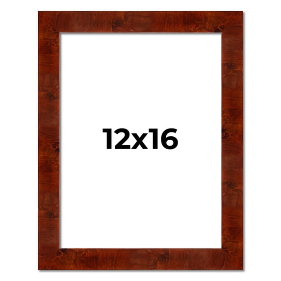 12x16 Walnut Brown Veneer Real Wood Picture Frame Width 1.75 inches | Interior Frame Depth 0.5