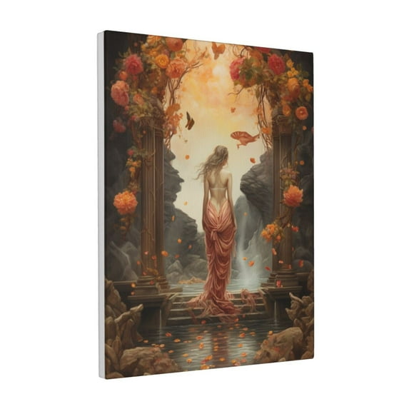 12x16 inch Bathroom Decorative Painting Prints Baths Women And Roses,Bathroom Decor Accessory,Indoor Home Bathroom,Office,Hotels Picture Wall Decor,For Female Friend Charm Gift,Woman Cave,Bar
