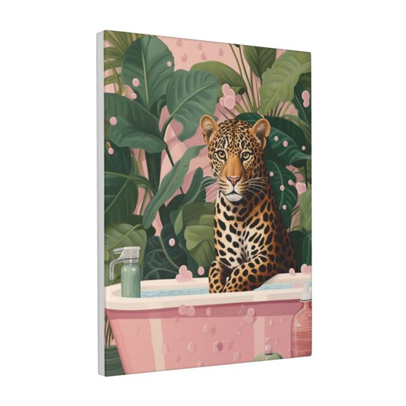 12x16 inch Bathroom Decorative Paintings Bathing Time Of Leopards Prints,Rustic Home Bathroom,Lounge,Cafes,Man Cave Wall Decor Painting Poster,Modern Art Leopards Bathing Canvas Decor Gifts