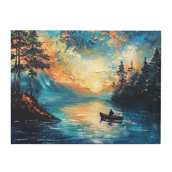12x16 inch Bathroom Wall Decor Night Drifting Small Boats Painting Canvas,Indoor Home Room Decor Bathroom Accessory,Bathroom,Study,Bedroom Wall Decor Prints,Night Drifting Small Boats Poster