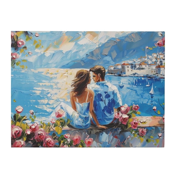 12x16 inch Bedroom Decor Rose Couples & Seas Oil Painting Canvas,Apartment Home Room Living Room,Bedroom Wall Decor Art Poster & Prints,Charm Rose Couples & Seas Canvas Painting Wall Art Gift