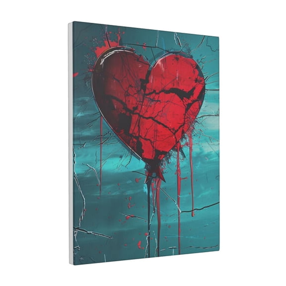 12x16 inch Broken Red Heart Frameless Painting Prints,Indoor Home Living Room,Bedroom,Man Cave,Study Wall Decor Canvas Pictures,Funny Broken Red Canvas Hanging Picture,For Studio,Lounge,Cafe