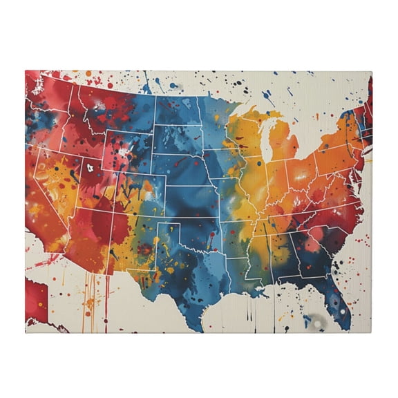 12x16 inch Canvas For Painting Colorful Map Of America Graffiti,Rustic Living Room,Study,Living Room,Kitchen Wall Decor Prints,Gift For Map Lovers,Modern Style Map Of America Graffiti Poster