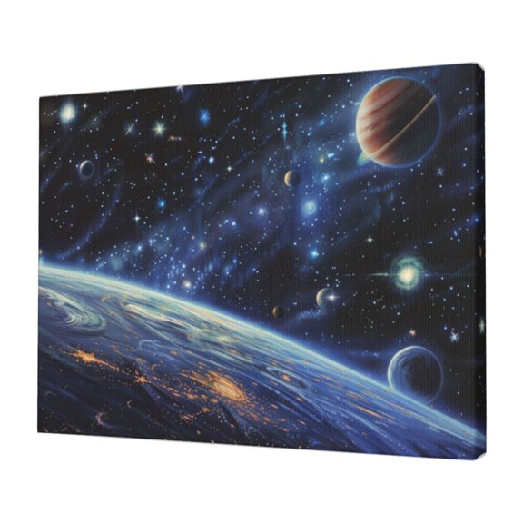 12x16 inch Canvas For Pictures Painting The Earth & Cosmic Planet,Campus Corridors,Library,Cafes Wall Decor Art Prints Paintings,Gift For Space Enthusiasts,Classic Cosmic Planet Canvas Poster