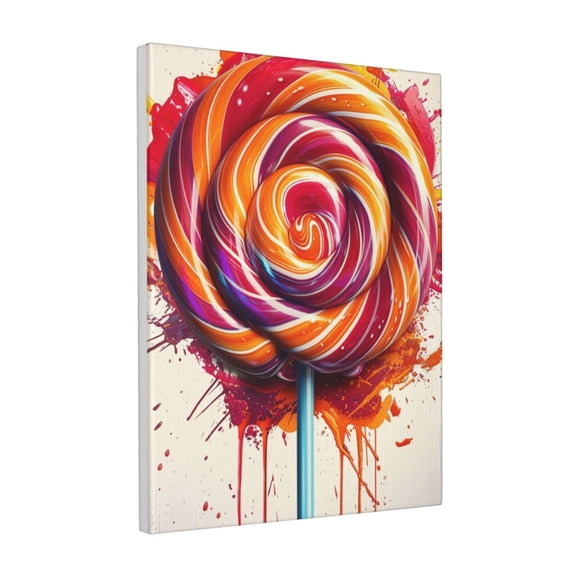 12x16 inch Canvas Frameless Hanging Picture Red Lollipop,Candy Store Painting Decor Accessory,Candy Store,Children'S Room,Cafes,Study Wall Decor Art Paintings Canvas,For Candy Enthusiast Gift