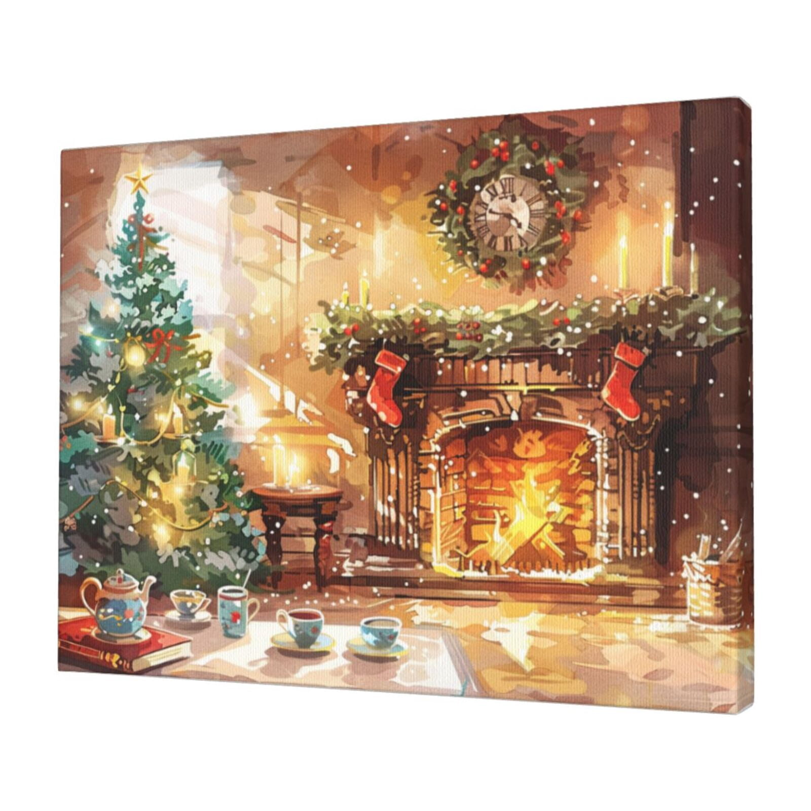 12x16 inch Canvas Frameless Painting Closets And Christmas Trees,Villa Home Living Room,Kitchen,Cafes,Restaurant Wall Decor Oil Paintings Canvas,Enchanting Christmas Trees Decor Poster Gifts