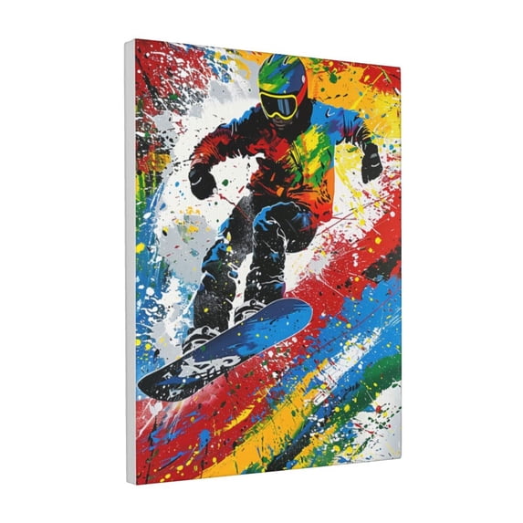 12x16 inch Canvas Frameless Painting Colorful Ski Athlete,Modern Sport Ski Athlete Decorative Paintings Poster,Gift For Ski Enthusiasts,Living Room,Bedroom,Club,Man Cave Wall Art Decor Prints