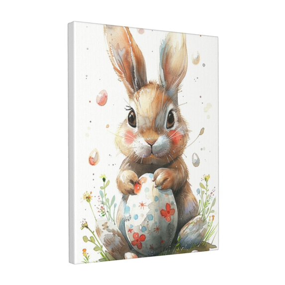 12x16 inch Canvas Frameless Painting Lovely Rabbits & Colorful Eggs,Home Yard Garden Canvas Decor Accessory,Indoor Children'S Room,Living Room,Yard,Study Wall Art Decor Poster & Prints Gifts