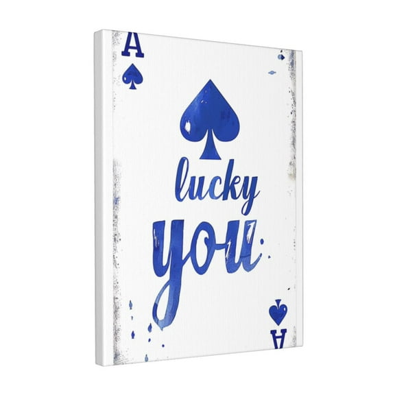 12x16 inch Canvas Frameless Painting 'Lucky You' Slogan Ace Of Spades,Funny Poker Canvas Decor Accessory,Bedroom,Man Cave,Lounge,Hotels Wall Decor Hanging Picture,Gifts For Poker Enthusiast