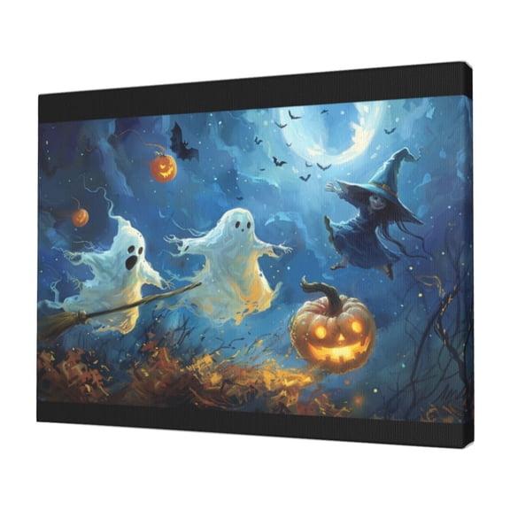 12x16 inch Canvas Frameless Painting Phantom & Pumpkin Head,Indoor Home Living Room,Kitchen,Man Cave,Cafe Wall Art Decor Poster,Fun Phantom & Pumpkin Head Decorative Paintings,For Bar,Bedroom