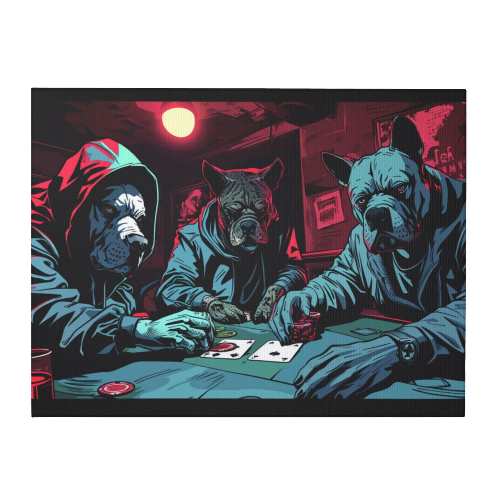 12x16 inch Canvas Frameless Painting Poker Playing Dogs,Man Cave,Tavern,Poker Room Decor Wall Art Posters & Prints,Funny Poker Playing Dogs Modern Art Paintings Canvas,Gifts For Poker Lovers