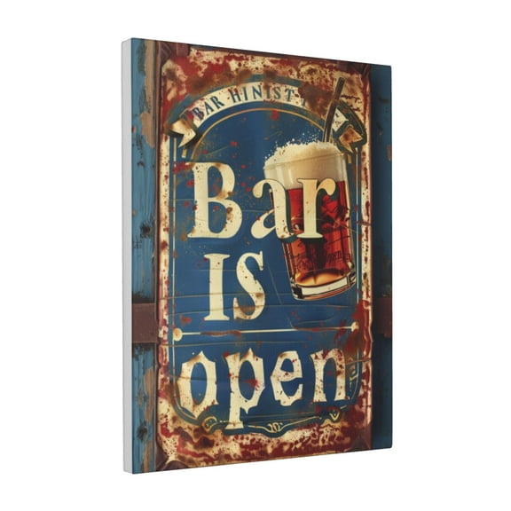 12x16 inch Canvas Frameless Painting Retro Beer 'Bar Is Open' Slogan,Farmhouse Bar,Tavern Decor Accessory,For Beer Enthusiast Funny Gifts,Charm Beer Decor Paintings,For Bathroom,Kitchen Decor