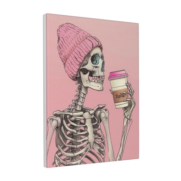 12x16 inch Canvas Frameless Painting Skull Drinking Beverages,Tavern,Cafes,Bar Indoor Outdoor Decor Paintings Canvas,Modern Art Skull Drinking Beverages Poster Prints,Gift For Beverages Lover