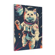 12x16 inch Canvas Frameless Painting Space Cat,Cafes,Living Room,ChildrenS Room Wall Decor Art Prints,Gift For Cat Enthusiast,Funny Space Cat Modern Style Paintings Poster,For Man Cave,Home