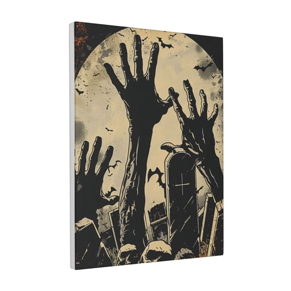 12x16 inch Canvas Frameless Picture Moon Night Cemetery Skeleton,Man Cave,Lounge,Cafes Wall Decor Art Prints Poster,Modern Style Moon Night Cemetery Skeleton,Funny Festival Decoration For Bar