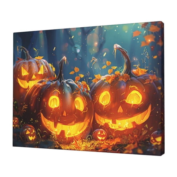 12x16 inch Canvas Frameless Picture Pumpkin Head Poster,Funny Festival Decoration,Family Bedroom,Lounge,Cafes Painting Wall Art Decor,Exquisite Pumpkin Head Decorative Canvas Hanging Painting
