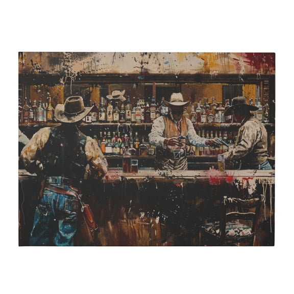 12x16 inch Canvas Hanging Picture Cowboys Taverns,Room Decor For Men,Rustic Tavern,Bar,Pub Wall Hanging Art Decor Painting Poster,Classic Cowboys Taverns Vintage Art Decoration Prints Gifts