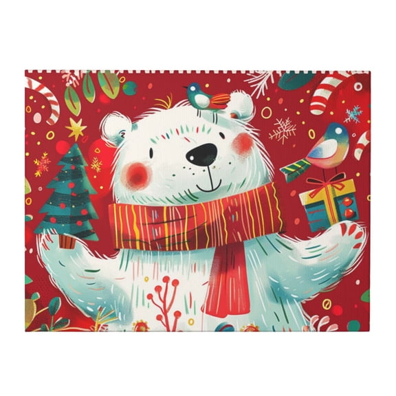 12x16 inch Canvas Hanging Picture Gift From White Bear,Home Living Room,Bedroom,Kids Room Wall Art Decor Paintings Prints,Classic Holiday Decorative Gifts,For Bear Lovers,Bedroom Decoration