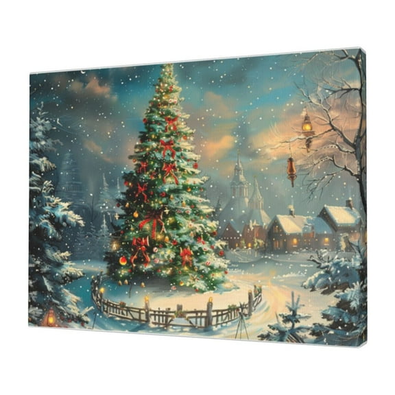 12x16 inch Canvas Hanging Picture Gorgeous Christmas Tree,Living Room,Man Cave,Farmhouse Yard Decor Wall Art Paintings Prints,Enchanting Christmas Tree Modern Style Decorative Painting Prints