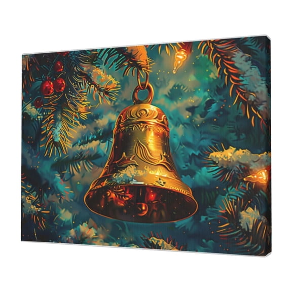 12x16 inch Canvas Hanging Picture Jingling Bell,Restaurant,Studio,Cafes,Gym Wall Decor Art Prints,Exquisite Festival Decoration,Modern Style Jingling Bell Decor Poster For Library,Cafes,Yard