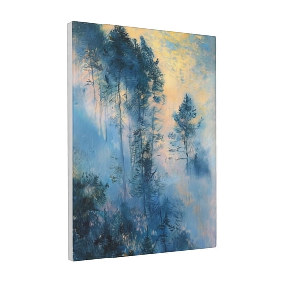 12x16 inch Canvas Hanging Picture Misty Forest,Indoor Rustic Living Room,Man Cave,Bathroom,Studio Wall Accents,Gift For Forest Enthusiast,Classic Modern Style Misty Forest Decorative Painting