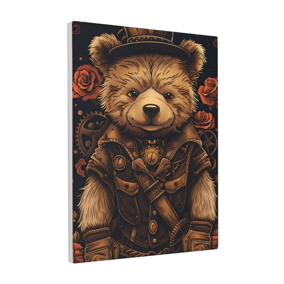 12x16 inch Canvas Hanging Picture Punk Bear,Cafes,Man Cave,Club,Nursery Decor Posters & Prints,For Punk Lovers Funny Gifts,Exquisite Punk Bear Retro Art Paintings Canvas,For Bedroom,Bar,Cafe