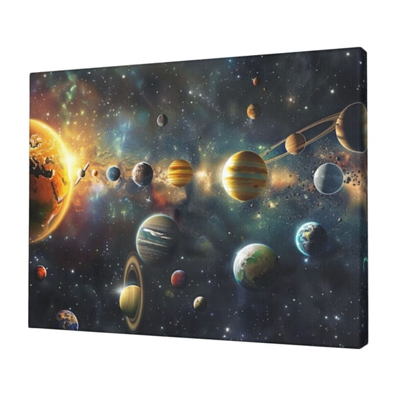 12x16 inch Canvas Hanging Picture Solar System Cosmic Planet,Apartment Bedroom,Lounge,Man Cave,Hotels Decor Wall Art Prints Painting,Gifts For Space Enthusiasts,Modern Style Planet Paintings
