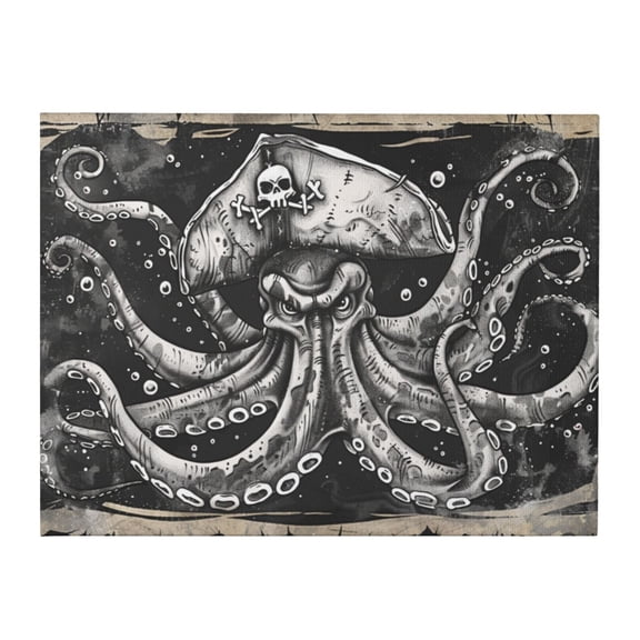 12x16 inch Canvas Hanging Picture Vintage Pirate Squid,Rustic Bathroom,Living Room,Kids Room,Lounge Painting Wall Art Decor,For Squid Lovers Gift,Retro Art Squid Pirate Decor Paintings Canvas