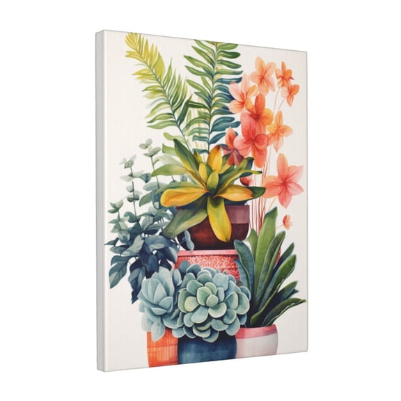 12x16 inch Canvas Hanging Picture Watercolor Flowerpot Flowers,Indoor Home Living Room,Lounge,Office,Study Wall Decor Art Paintings Prints,Exquisite Watercolor Flowerpot Flowers Canvas Poster