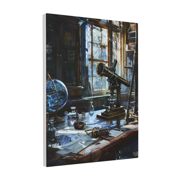 12x16 inch Canvas Painting Microscope On The Table,Funny Home Study Decor Accessory,Classroom,Campus Corridors Wall Decor Art Paintings Poster,Gift For Scientist,For Studio,Book Room,Campus