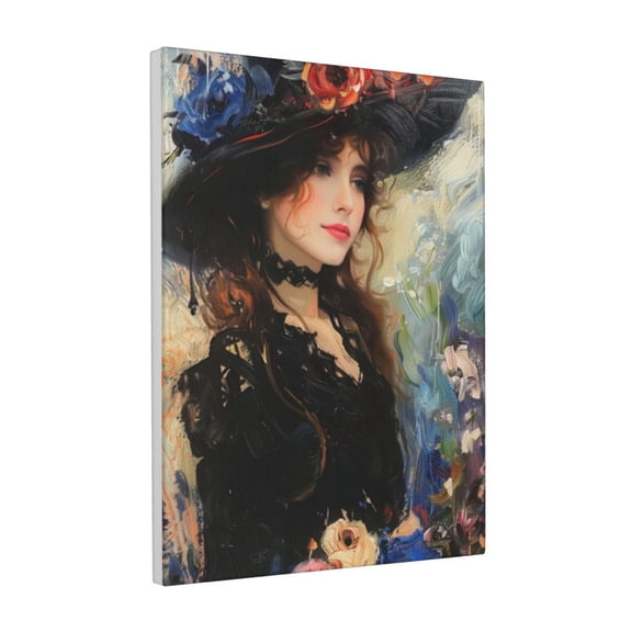 12x16 inch Canvas Painting Wall Art Charm Hatted Woman,Woman Cave,Bedroom,Cafes,Restaurant Wall Art Decor Poster Prints,Classic Hatted Woman Vintage Style Hanging Picture,For Woman Cave,Door