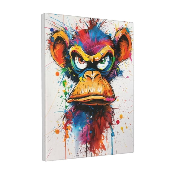 12x16 inch Canvas Painting Wall Art Colorful Graffiti Angry Monkey,Room Decor Children'S Room Accessory,Rustic Bar,Man Cave,Zoo,Cafes Wall Art Decor Paintings Prints,Gifts For Monkey Lovers