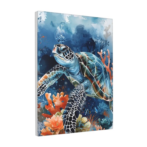 12x16 inch Canvas Paintings For Bathroom Traveling Sea Turtle,Home Room Decor Bathroom Accessory,Enchanting Traveling Sea Turtle Modern Style Painting Prints,Gifts For Sea Turtle Enthusiast