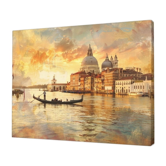 12x16 inch Canvas Paintings For Bathroom Venice On The Water,Hotels,Man Cave,Cafes,Bar Wall Decor Art Poster Prints,Enchanting Venice On The Water Retro Painting Canvas,For Art Collector Gift