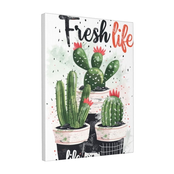 12x16 inch Canvas Paintings For Bedroom 'Fresh Life' Slogan Cactus,Home Room Decor Bedroom Accessory,Enchanting Cactus Poster Prints,For Bedroom,Lounge,Studio,Cafes Wall Decor Painting Gifts