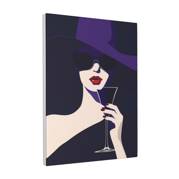 12x16 inch Canvas Picture Enchanting Drinking Girl,Banquet,Bathroom,Bar,Cafes,Restaurant Decor Canvas Poster,Exquisite Drinking Girl Modern Style Paintings Prints,For Wine Lovers Funny Gifts