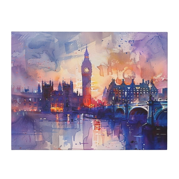 12x16 inch Canvas Picture Watercolor Big Ben In The Evening,Classic Home Living Room,Lounge,Study,Office Wall Art Prints Decor,Gift For Watercolor Enthusiast,Charm Big Ben Decoration Painting