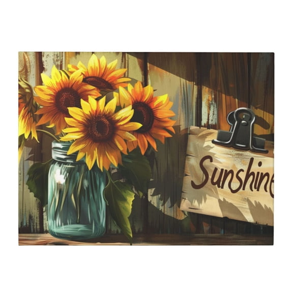 12x16 inch Canvas Pictures 'Sunshine' Slogan Sunflower Vase Garden Home Decor,Indoor Bedroom Decor Accessory,Funny Sunflower Vase 'Sunshine' Slogan Hanging Picture,For Sunflower Lovers Gifts